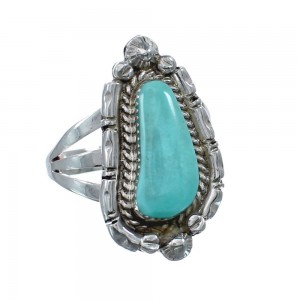 Native American Genuine Sterling Silver Turquoise Ring Size 8-3/4 AX127725