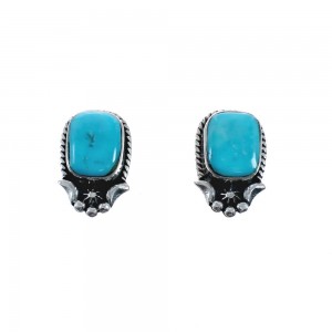 Navajo Sterling Silver Turquoise Post Earrings JX128414