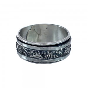 Native American Navajo Sterling Silver Story Teller Ring Size 10-1/2 AX128448