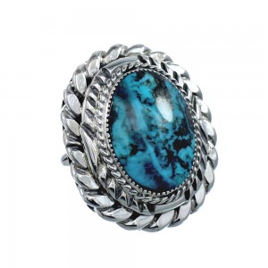 Native American Turquoise Sterling Silver Navajo Ring Size 8 AX128582