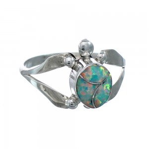 Native American Zuni Opal Sterilng Silver Turtle Ring Size 7-1/4 AX128470