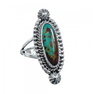 Turquoise Navajo Authentic Sterling Silver Ring Size 6 AX128516