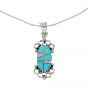 Sterling Silver Turquoise And Opal Inlay Southwestern Italian Snake Chain Necklace Set AX129063