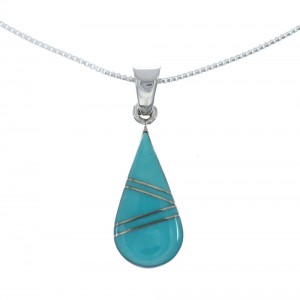 Southwest Turquoise Inlay Sterling Silver Box Chain Necklace Set JX129257