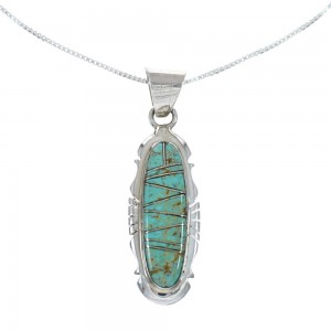 Southwest Turquoise Inlay Sterling Silver Box Chain Necklace Set JX129087