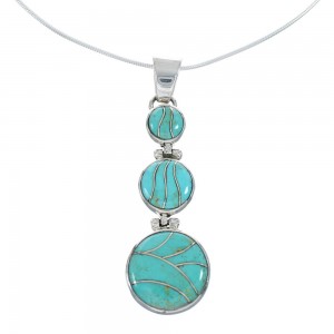 Southwest Turquoise Inlay Sterling Silver Snake Chain Necklace Set JX129206