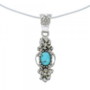 Southwest Turquoise Flower Sterling Silver Snake Chain Necklace Set JX129151