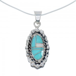 Southwest Turquoise Opal Inlay Sterling Silver Snake Chain Necklace Set JX129149