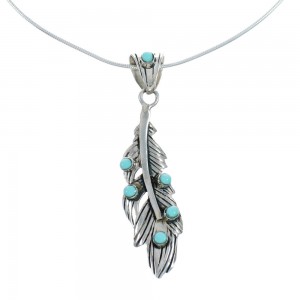 Southwest Turquoise Feather Sterling Silver Snake Chain Necklace Set JX129179