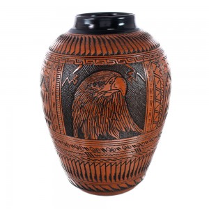 Eagle Navajo Hand Crafted Pottery By Artist Watchman AX129342