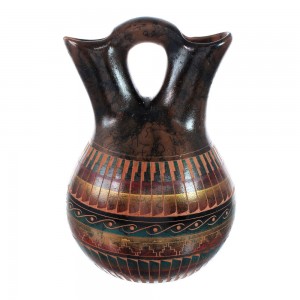 Hand Crafted Horse Hair Navajo Wedding Vase AX129361