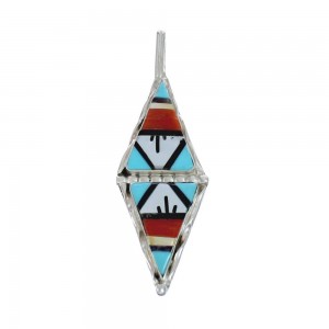 Zuni Indian Sterling Silver And Multicolor Inlay Pendant AX129419