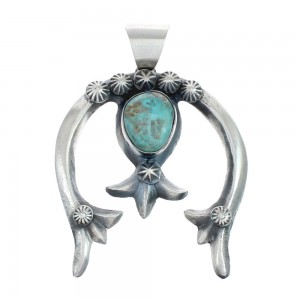 Genuine Sterling Silver Navajo Turquoise Naja Pendant AX129489