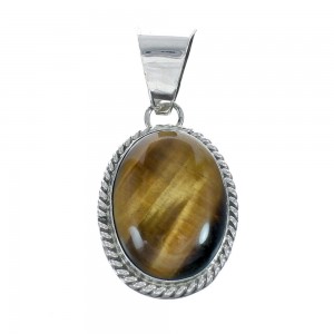 Native American Tiger Eye Sterling Silver Pendant AX129864