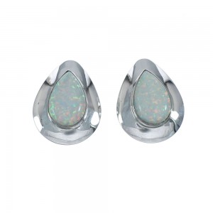Native American Opal And Genuine Sterling Silver Post Earrings JX129796