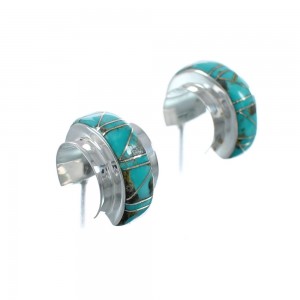 Sterling Silver Southwest Turquoise Post Hoop Earrings JX129633