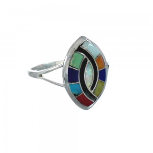 Southwestern Multicolor Inlay Sterling Silver Ring Size 6 JX129651