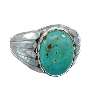 Native American Turquoise Sterling Silver Ring Size 13-1/2 AX129564