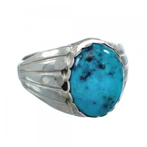 Native American Turquoise Sterling Silver Ring Size 13-1/2 AX129568