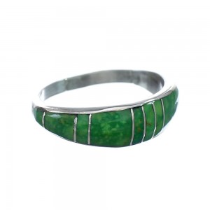 Native American Malachite Inlay Zuni Ring Size 7-1/2 AX129592