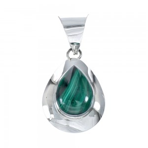 Genuine Sterling Silver Malachite Tear Drop Pendant JX129872