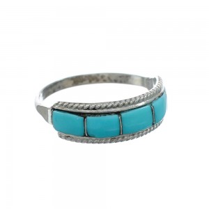 Native American Zuni Sterling Silver Turquoise Ring Size 7-1/2 AX130046