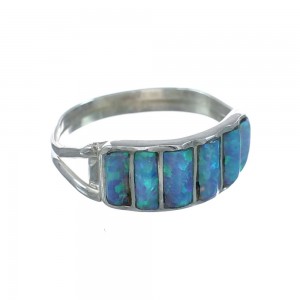 Blue Opal Authentic Sterling Silver Zuni Ring Size 8-1/2 JX130006