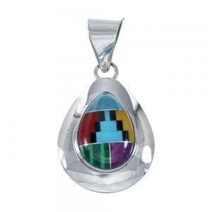 Native American Manmade Multicolor Inlay Pendant JX130305