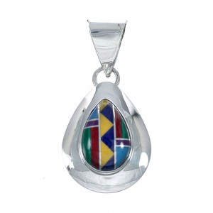 Native American Manmade Multicolor Inlay Pendant JX130307