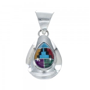 Native American Manmade Multicolor Inlay Pendant JX130313