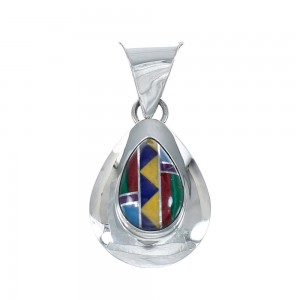 Native American Manmade Multicolor Inlay Pendant JX130317