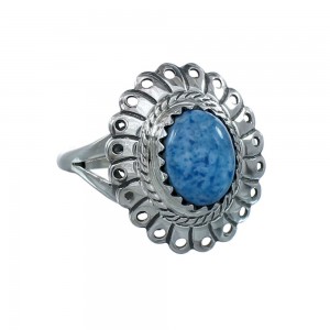 Southwestern Manmade Denim Lapis Sterling Silver Ring Size 6-1/4 JX130356