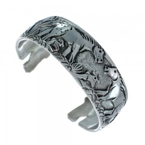 Native American Navajo Sterling Silver Horse Cuff Bracelet JX130601