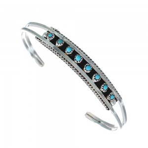 Native American Zuni Turquoise Sterling Silver Cuff Bracelet JX130572