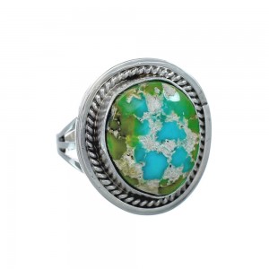 Native American Sterling Silver Sonoran Gold Turquoise Ring Size 5-1/2 JX130910