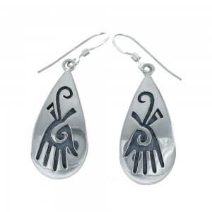 Hopi Sterling Silver Hand Hook Dangle Earrings JX131072