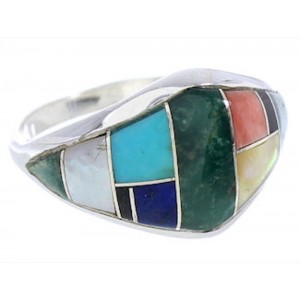 Multicolor Inlay Genuine Sterling Silver Southwest Ring Size 8-3/4 RX100630