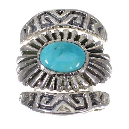 Stackable Turquoise Genuine Sterling Silver Southwestern Ring Set Size 8-1/4 QX83884