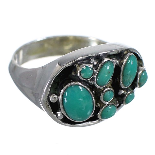 Southwestern Turquoise Authentic Sterling Silver Ring Size 5-1/4 YX84527