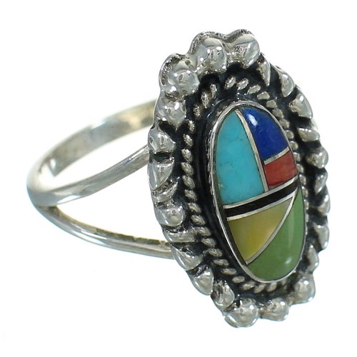Multicolor Silver Southwest Ring Size 7-1/4 YX84171