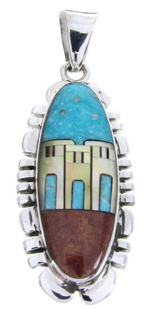 Multicolor Native American Village Design Jewelry Pendant YS67085