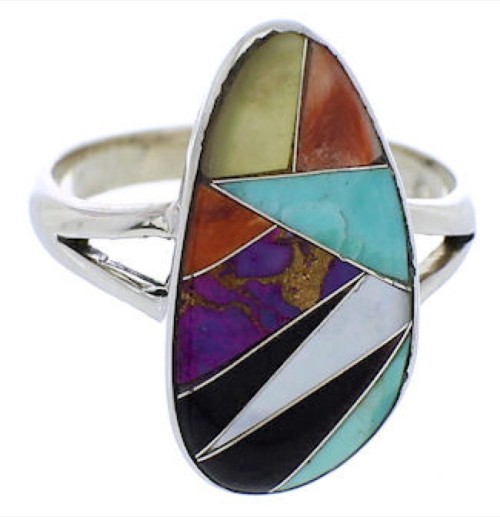 Multicolor Southwest Sterling Silver Ring Size 7-1/2 JX37887