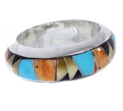 Sterling Silver Jewelry Turquoise Multicolor Ring Size 8-1/2 RS38412 