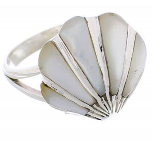 Silver Mother Of Pearl Seashell Southwest Ring Size 6-1/2 FX22304