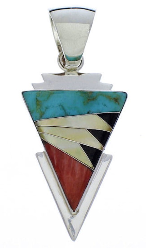 Sterling Silver Jewelry Southwest Multicolor Inlay Pendant PX30541