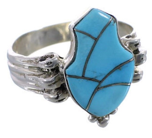 Genuine Sterling Silver And Turquoise Ring Size 8 EX51405