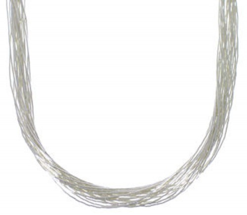 Hand Strung Liquid Sterling Silver 20 Strands 24" Necklace JewelryLS2024