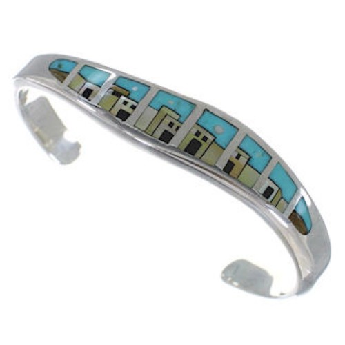 Native American Village Design Multicolor Cuff Bracelet MX27977