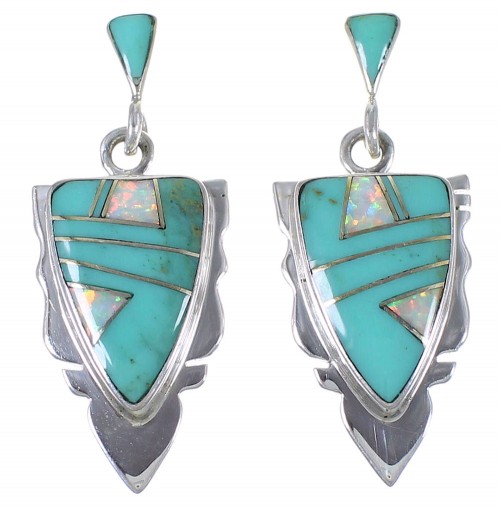Turquoise And Opal Sterling Silver Earrings EX44488