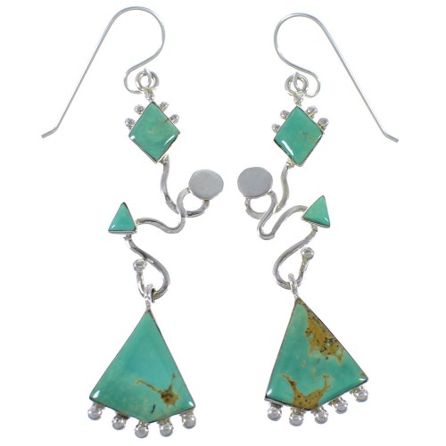 Southwestern Turquoise Hook Dangle Silver Earrings Jewelry CX46922